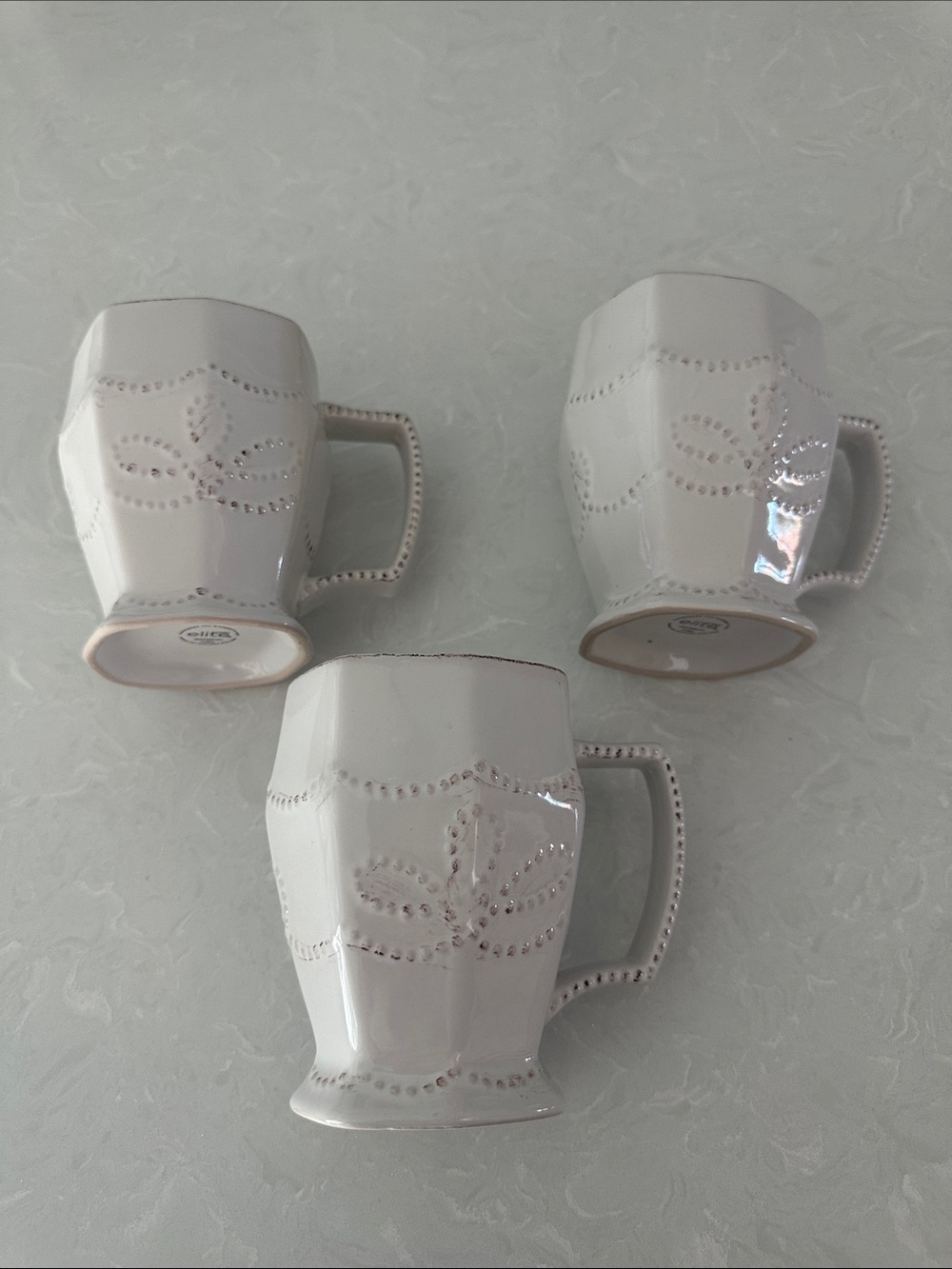 New 3X Lot Gibson Elite White Distressed 14oz Coffee Mugs